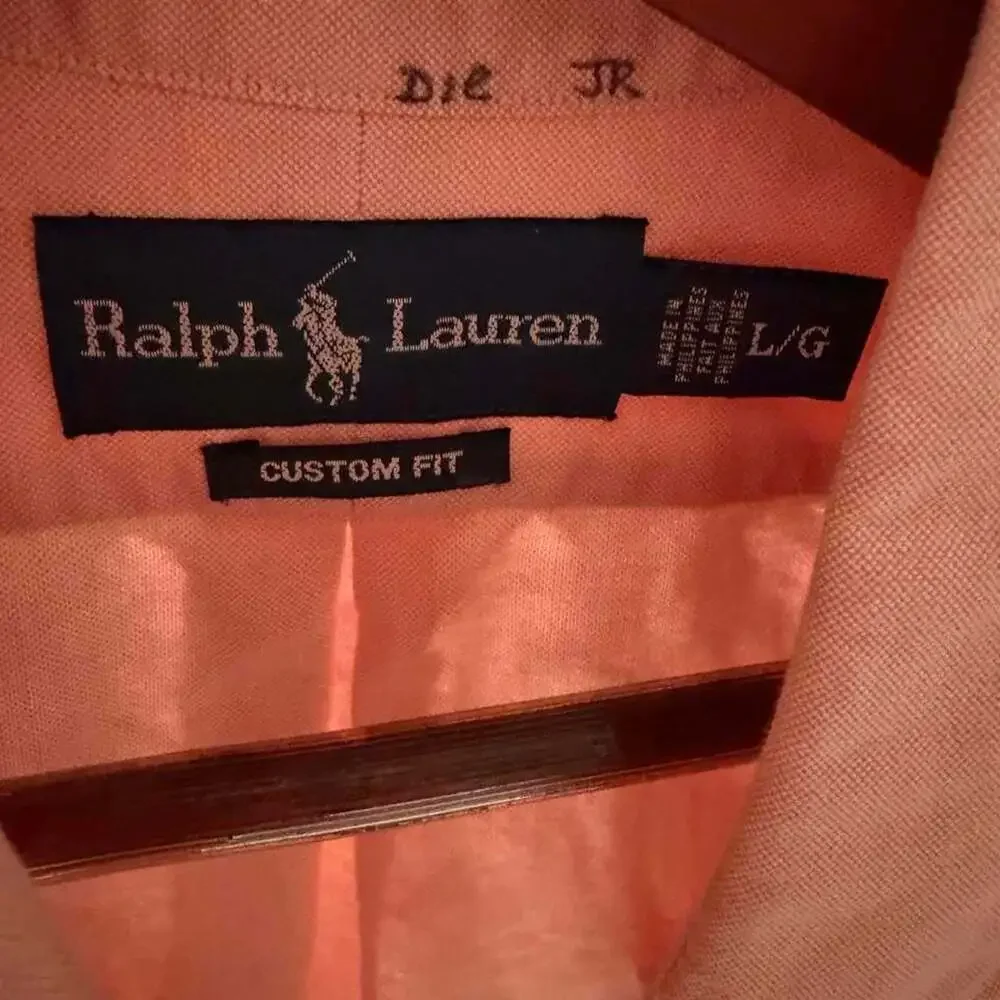 Ralph Lauren Custom Fit Oxford Button Down Shirt Peach